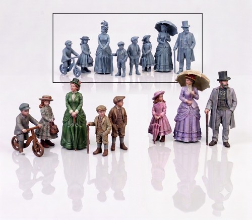 Victorian family kids figures - victorian,
